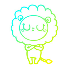 cold gradient line drawing cartoon lion