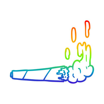 rainbow gradient line drawing marijuana joint