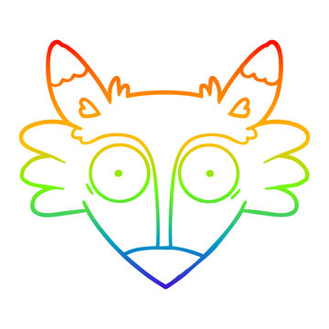 recommend clip art: rainbow gradient line drawing cartoon startled fox