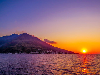 Sunset in Stromboli, Italy