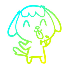 cold gradient line drawing cute cartoon dog
