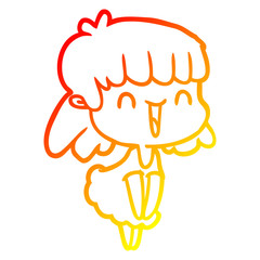 warm gradient line drawing cartoon woman