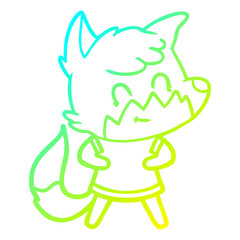 cold gradient line drawing cartoon friendly fox