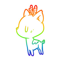 rainbow gradient line drawing cute deer
