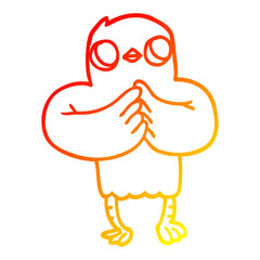 warm gradient line drawing cartoon bird with plan