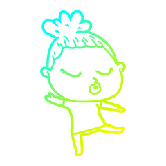 cold gradient line drawing cartoon calm woman