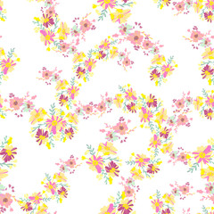 Obraz na płótnie Canvas Minimalist flowers design. Seamless leaf pattern. Vector ditsy print illustration.