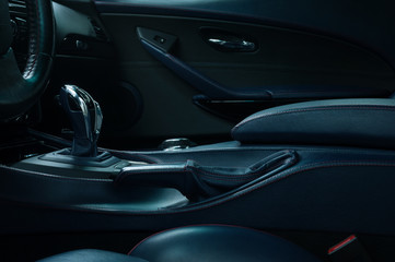 Obraz na płótnie Canvas Modern car automatic transmission. View from driver seat.