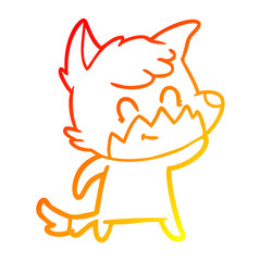 warm gradient line drawing cartoon friendly fox