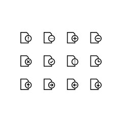 Set of file, folder, archive, document outline style icon - vector