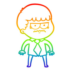 rainbow gradient line drawing cartoon annoyed man