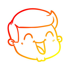 warm gradient line drawing happy cartoon male face