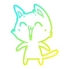 cold gradient line drawing happy cartoon cat meowing