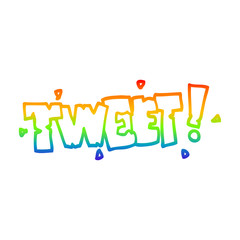 rainbow gradient line drawing cartoon bird tweet