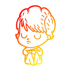 warm gradient line drawing cartoon woman