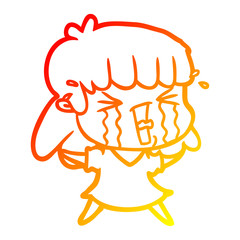 warm gradient line drawing cartoon woman crying