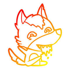 warm gradient line drawing cartoon hungry wolf