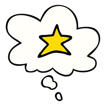 cartoon star symbol and thought bubble