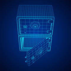 Metal bank vault safe. Wireframe low poly mesh vector illustration