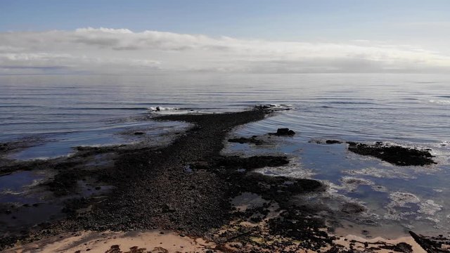 Iceland drone footage on the Ytri Tunga seal beach near the ocean in beautiful sunny spring weather