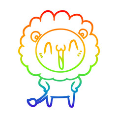 rainbow gradient line drawing happy cartoon lion