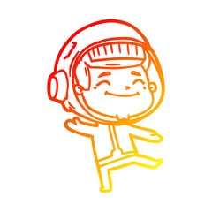 warm gradient line drawing happy cartoon astronaut