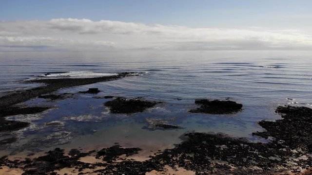 Iceland drone footage on the Ytri Tunga seal beach near the ocean in beautiful sunny spring weatherIceland drone footage on the Ytri Tunga seal beach near the ocean in beautiful sunny spring weather
