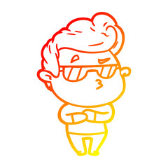 warm gradient line drawing cartoon cool guy