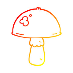 warm gradient line drawing cartoon mushroom