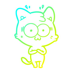 cold gradient line drawing cartoon surprised cat