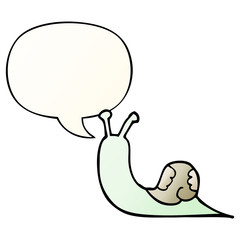 cartoon snail and speech bubble in smooth gradient style