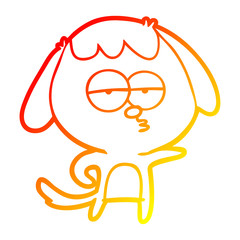 warm gradient line drawing cartoon bored dog