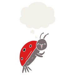 Fototapeta premium cute cartoon ladybug and thought bubble in retro style