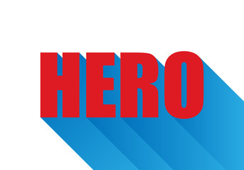 Texto rojo de Héroe con estela azul.