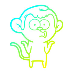 cold gradient line drawing cartoon confused monkey