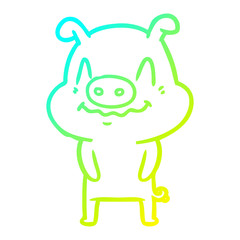 cold gradient line drawing nervous cartoon pig