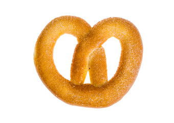 Sweet wheat pretzel with sugar, homemade cakes.