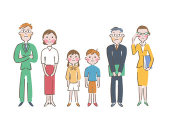 小学生　両親　先生　塾講師　イラスト
