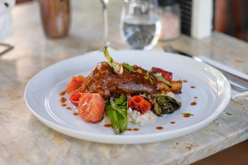 Specially crafted lamb shank, Tomato, Beaver and Red Wine