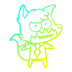 cold gradient line drawing cartoon grinning fox