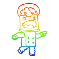 rainbow gradient line drawing cartoon robot