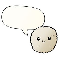 cartoon biscuit and speech bubble in smooth gradient style