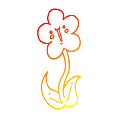 warm gradient line drawing cartoon flower