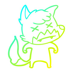 cold gradient line drawing cartoon dead fox