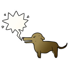 cartoon dog and speech bubble in smooth gradient style