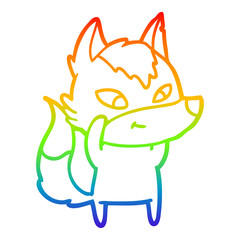 rainbow gradient line drawing friendly cartoon wolf