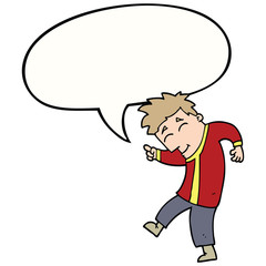 cartoon dancing man and speech bubble
