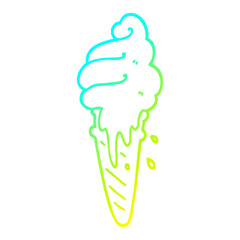 cold gradient line drawing cartoon ice cream cone