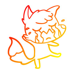 warm gradient line drawing crying fox cartoon