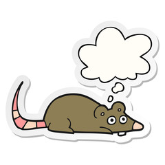 cartoon mouse and thought bubble as a printed sticker